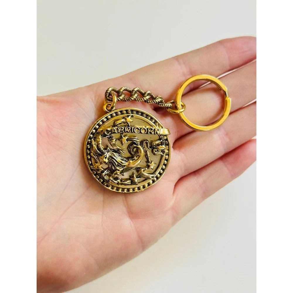 St. John Capricorn Birthday‎ KeyChain Key Fob holder gold charm dangle Astrology